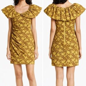 Ted Baker Ondina Floral Mini Dress Yellow Oversized Collar 4 / US10